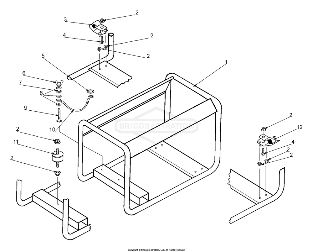 Frame And Fittings Diagram and Parts List for 1506-1  Briggs and Stratton Generator